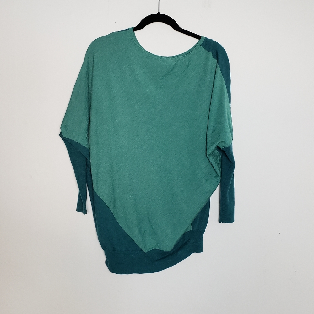 Teal green color block oversize knit sweater dolan
